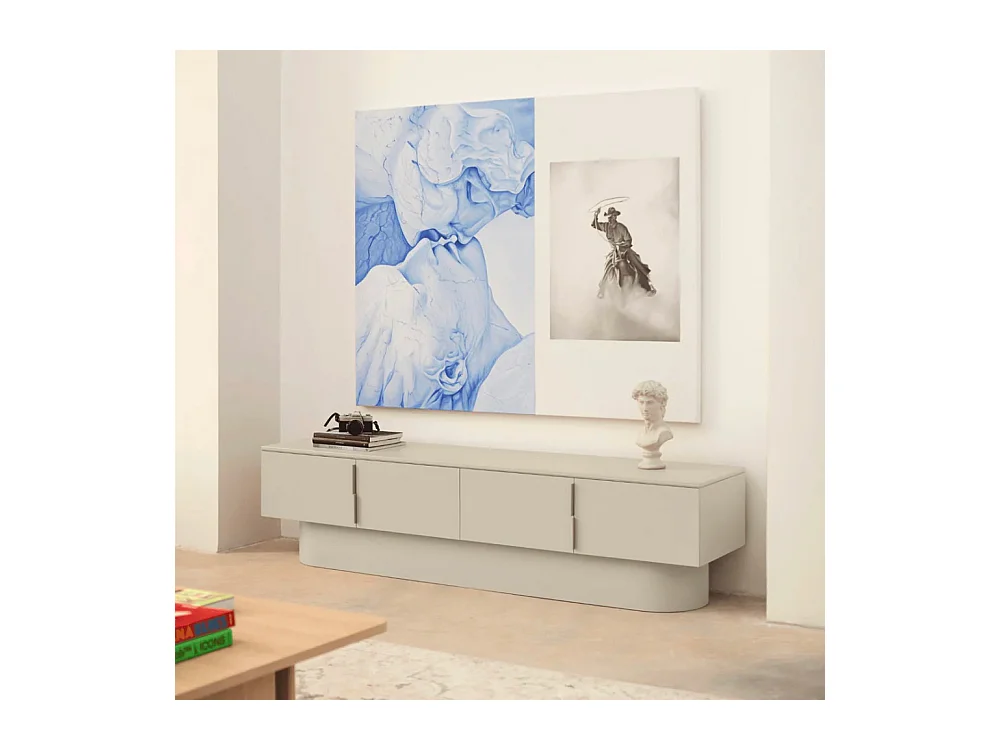 Meubel TV 4 deuren gelakt sabel 200x45 cm