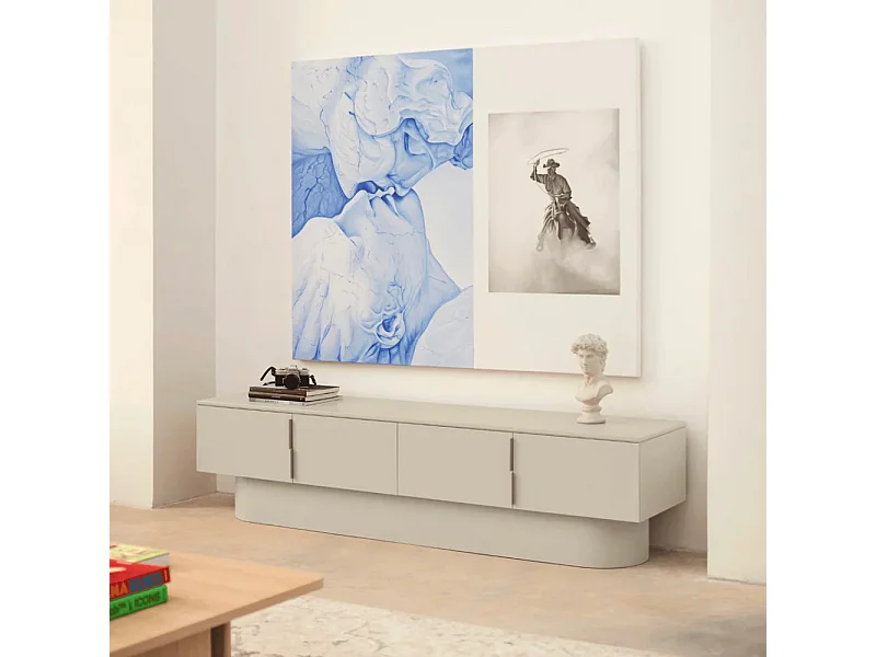 Móvel TV 4 portas lacado areia 200x45 cm