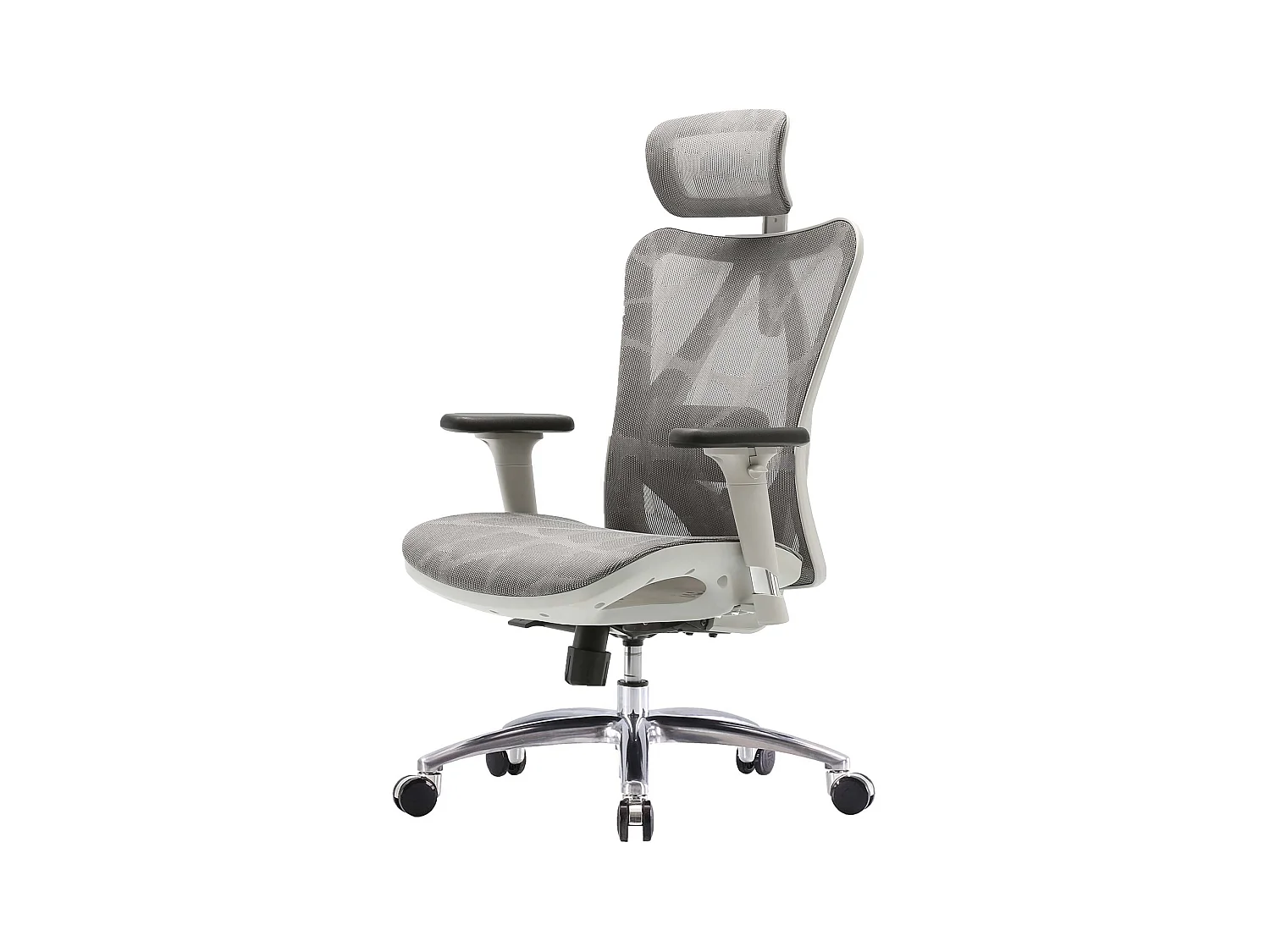 Chaise de bureau SIHOO-J87,  revêtement gris, piétement blanc