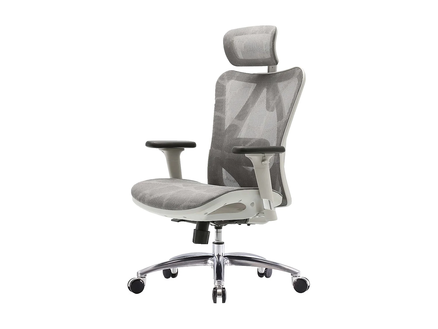 Cadeira de escritório SIHOO-J87,  capa cinzenta, estrutura branca