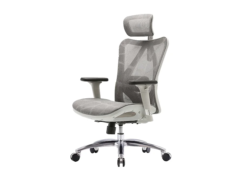 Chaise de bureau SIHOO-J87,  revêtement gris, piétement blanc