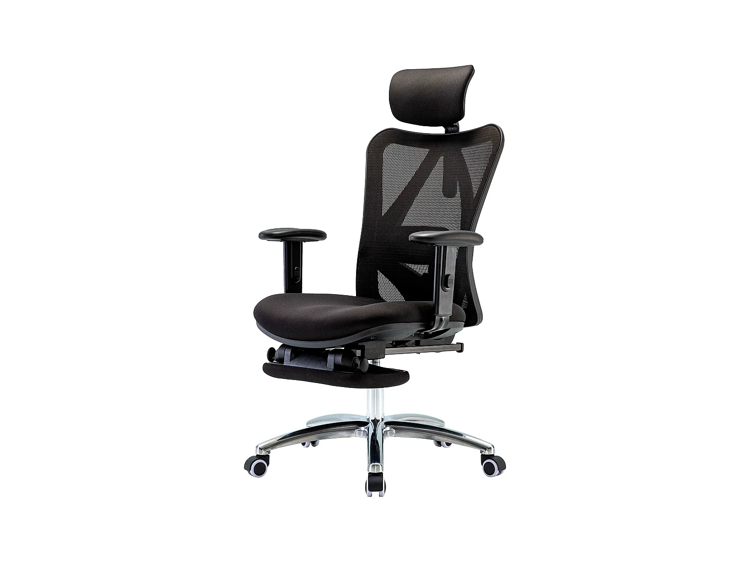 Chaise de bureau SIHOO-J86,  avec repose-pieds, noir