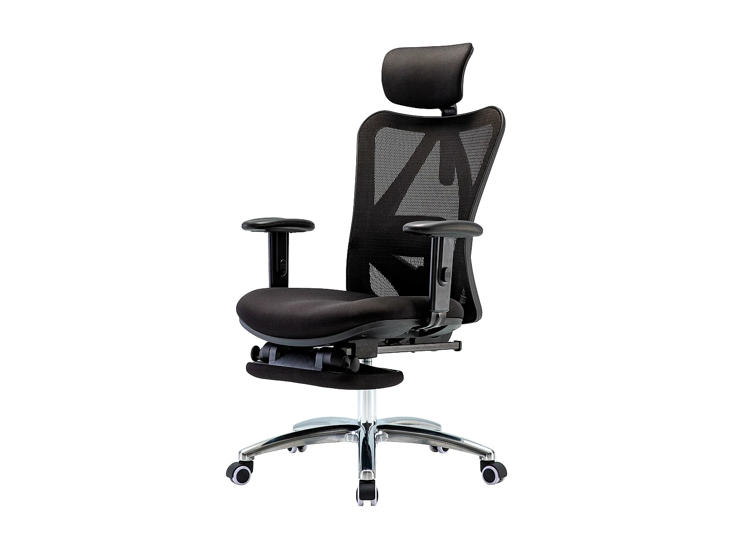 Chaise de bureau SIHOO-J86,  avec repose-pieds, noir