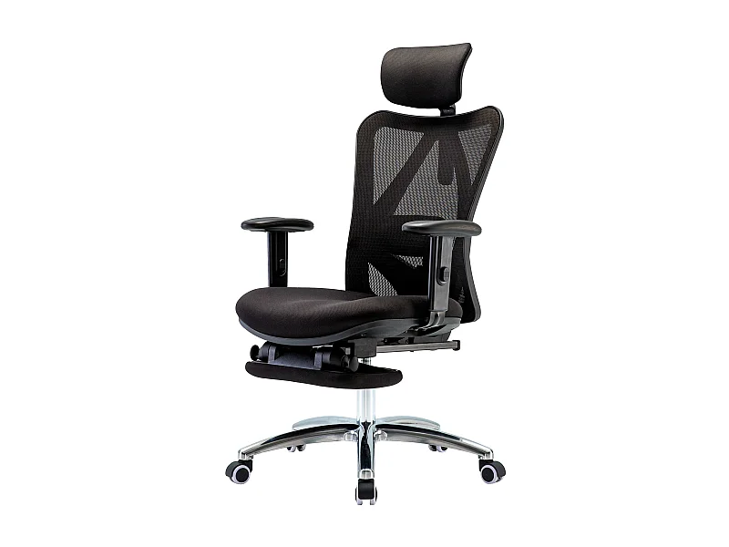 Chaise de bureau SIHOO-J86,  avec repose-pieds, noir