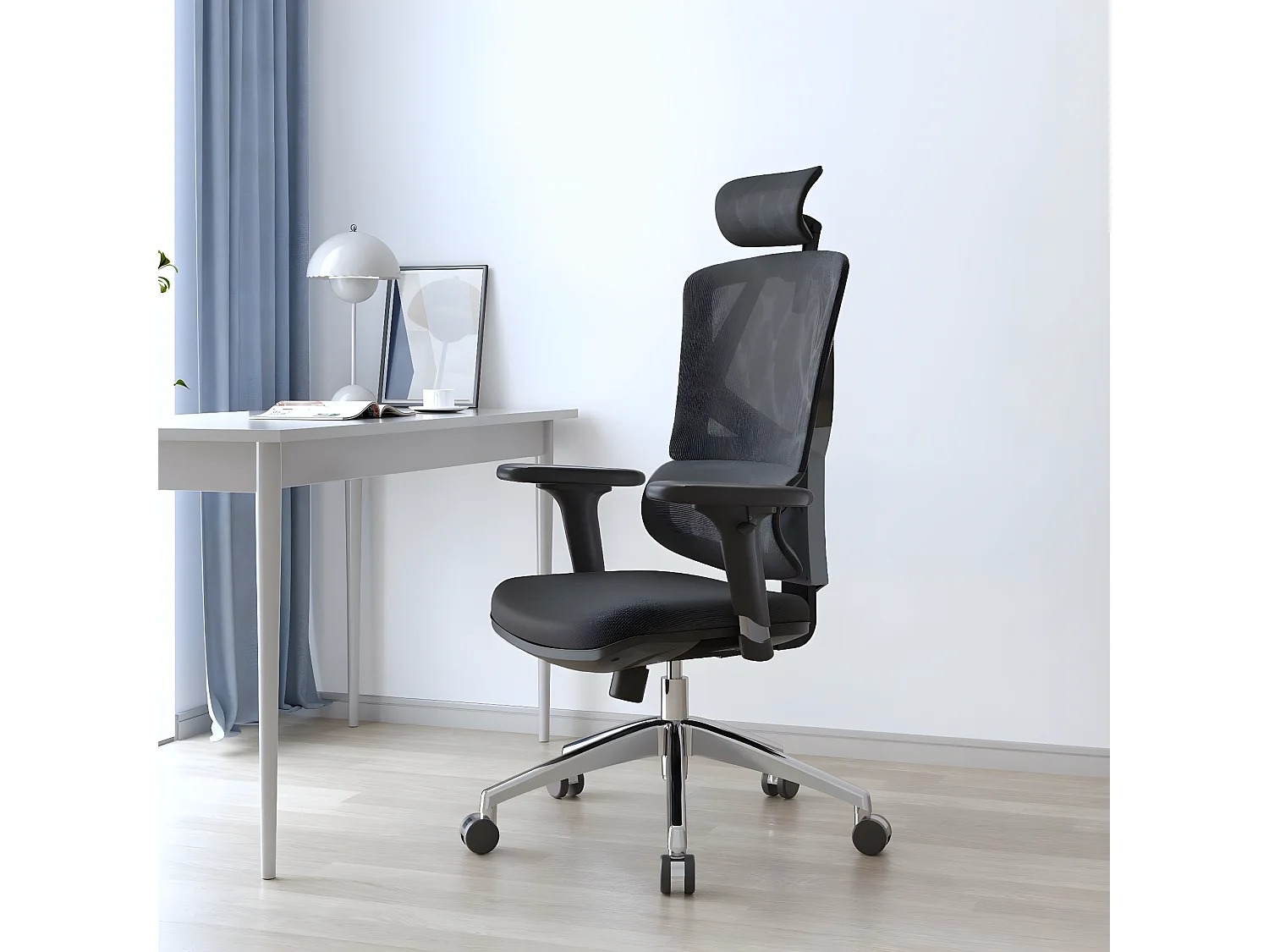 Chaise de bureau SIHOO-J89,  rembourré noir