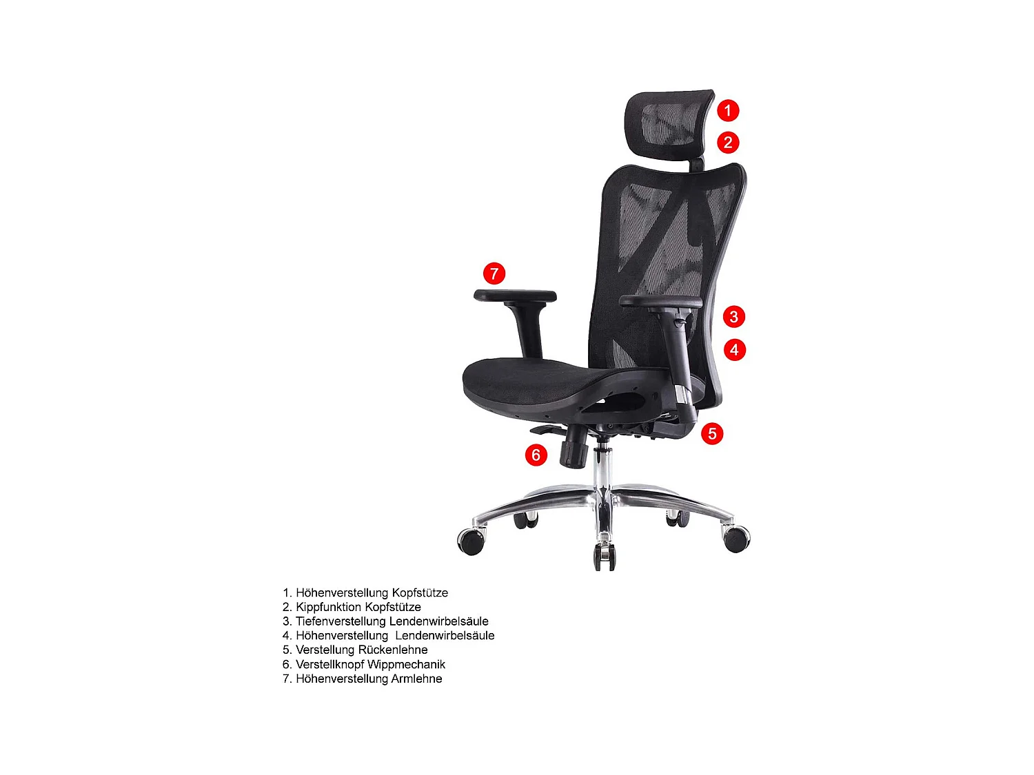 Bureaustoel SIHOO-J87,  bekleding zwart, frame zwart