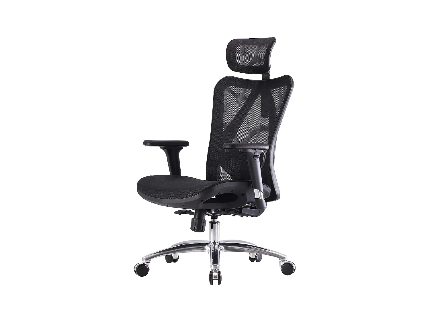 Chaise de bureau SIHOO-J87,  housse noire, piétement noir