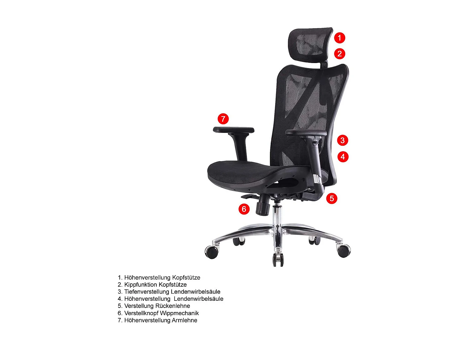 Chaise de bureau SIHOO-J87,  housse noire, piétement noir