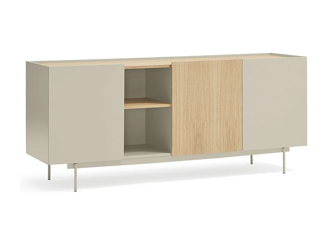 Otto - Buffet 3 portes, 3 tiroirs en bois L180cm - Beige