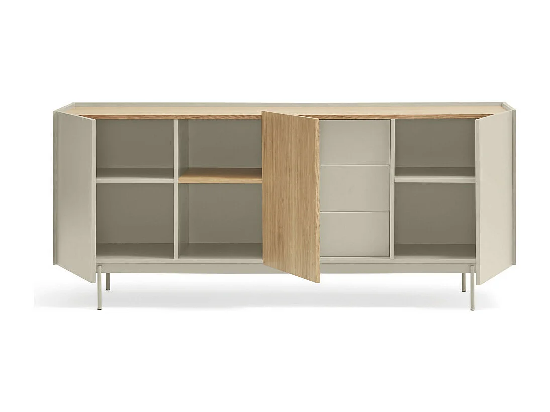 Otto - Buffet 3 portes, 3 tiroirs en bois L180cm - Beige