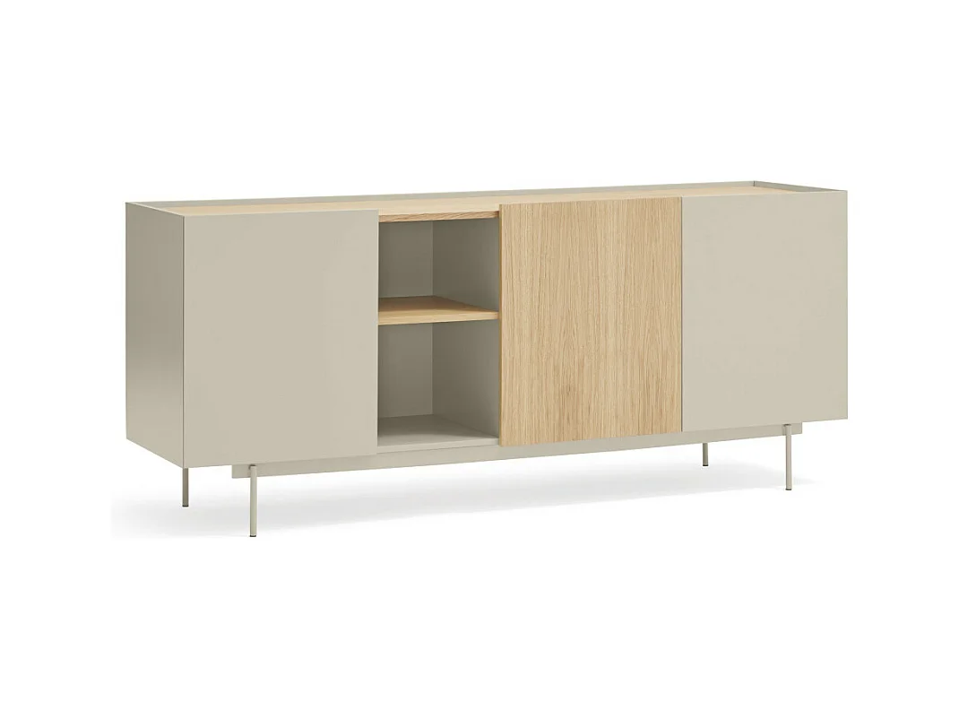 Otto - Buffet 3 portes, 3 tiroirs en bois L180cm - Beige