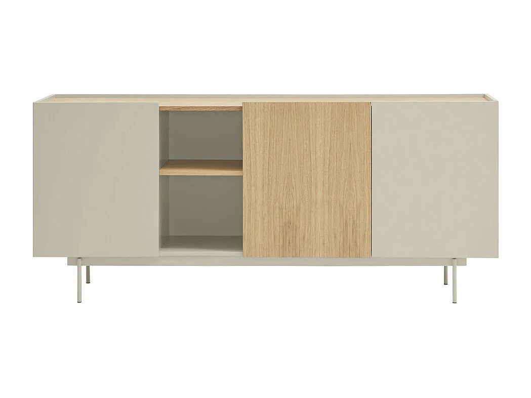 Otto - Buffet 3 portes, 3 tiroirs en bois L180cm - Beige