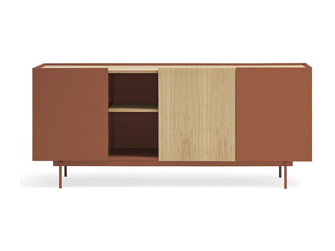 Otto - Buffet 3 portes, 3 tiroirs en bois L180cm - Rouge brique