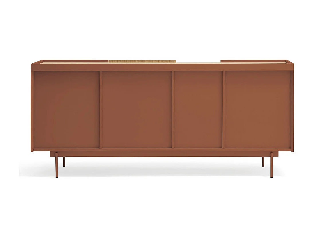 Otto - Buffet 3 portes, 3 tiroirs en bois L180cm - Rouge brique