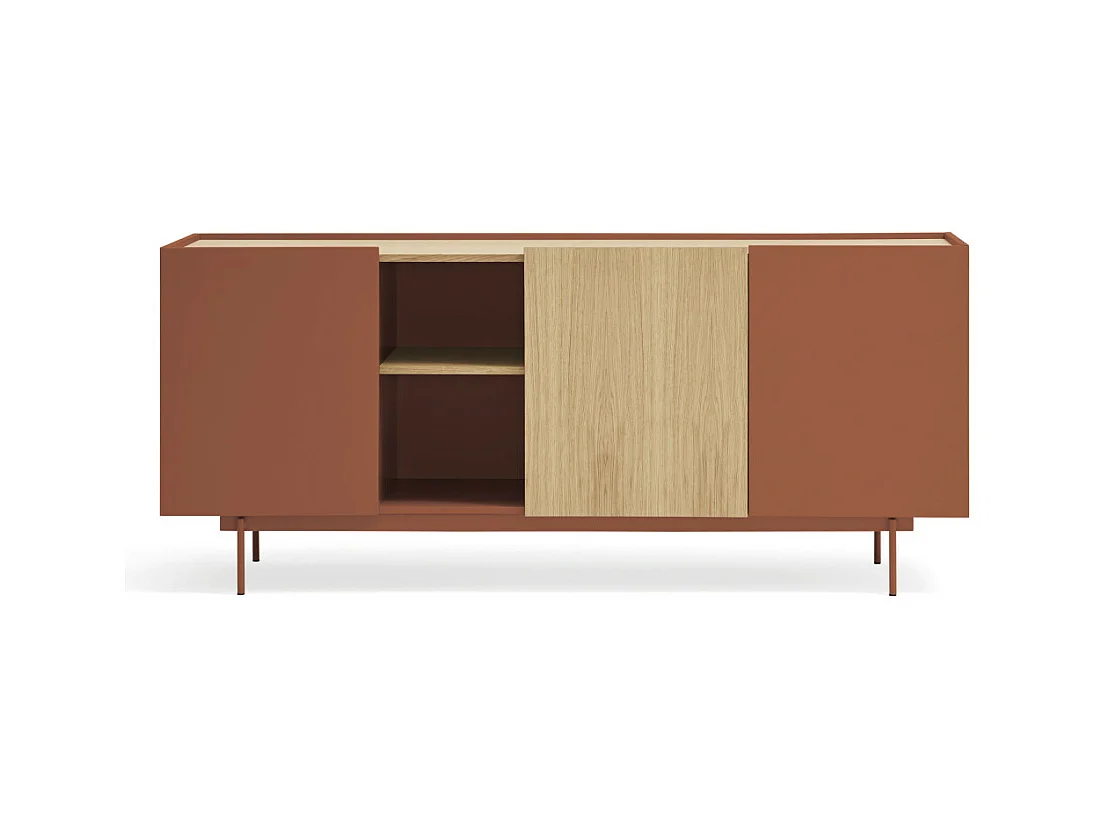 Otto - Buffet 3 portes, 3 tiroirs en bois L180cm - Rouge brique