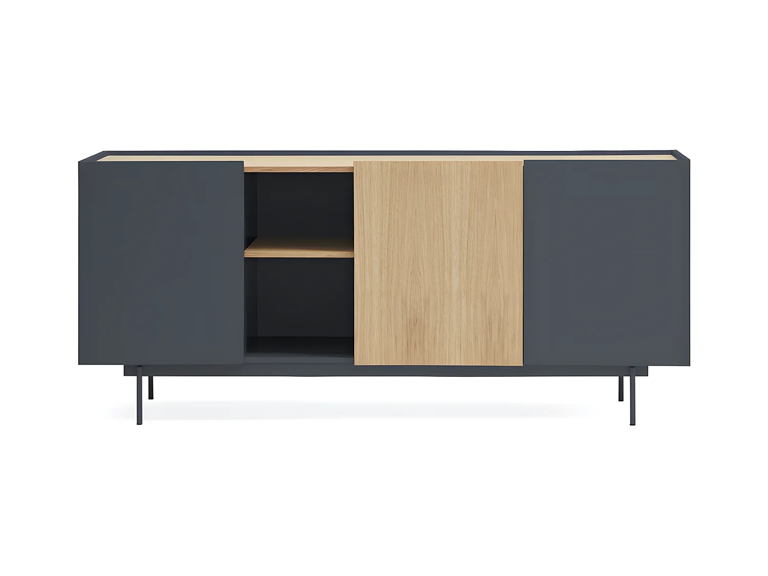 Otto - Buffet 3 portes, 3 tiroirs en bois L180cm - Gris anthracite