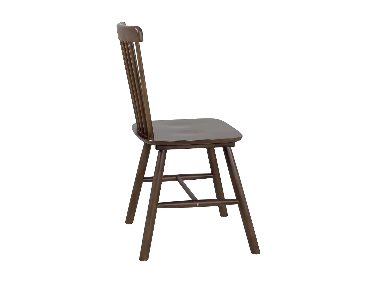 Lot 2 chaises bistrot en bois massif MONA, Style rétro à barreaux (Bois foncé)