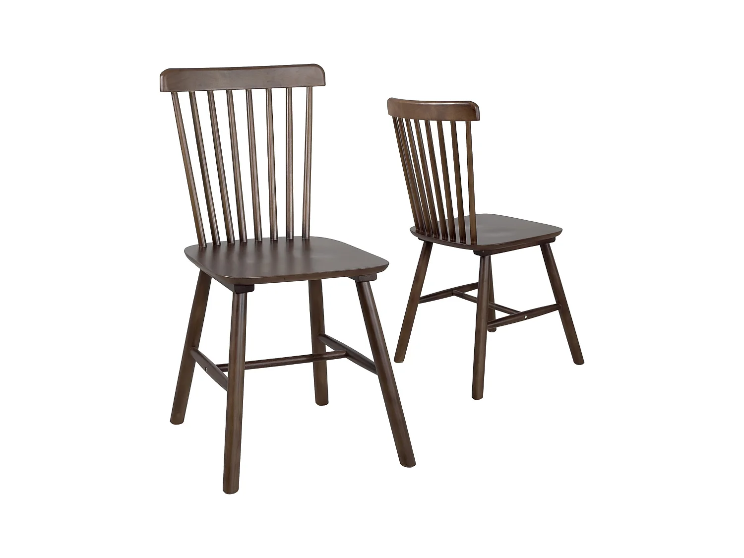 Set van 2 bistrotstoelen in massief hout MONA, Retro stijl met spijlen (Donker hout)