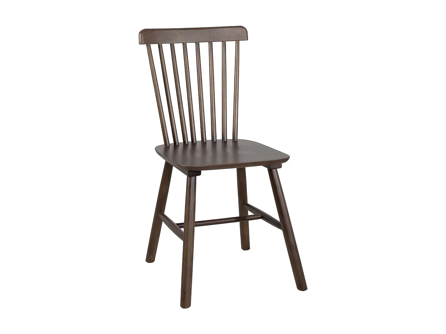 Lot 2 chaises bistrot en bois massif MONA, Style rétro à barreaux (Bois foncé)