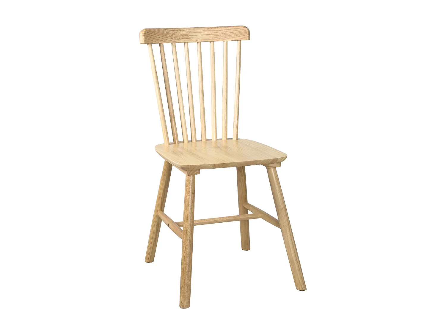 Lot de 2 chaises bistrot en bois massif,  Style rétro à barreaux MONA (Bois clair)