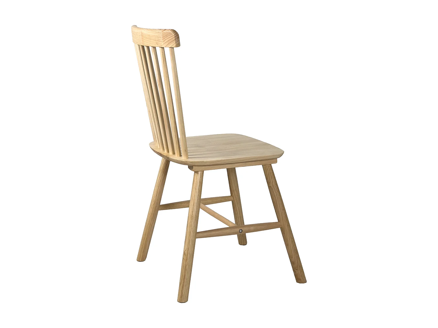 Lot de 2 chaises bistrot en bois massif,  Style rétro à barreaux MONA (Bois clair)