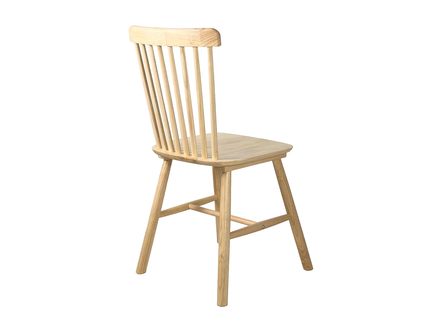 Lot de 2 chaises bistrot en bois massif,  Style rétro à barreaux MONA (Bois clair)