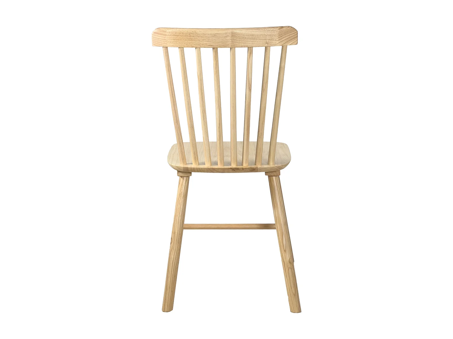 Lot de 2 chaises bistrot en bois massif,  Style rétro à barreaux MONA (Bois clair)