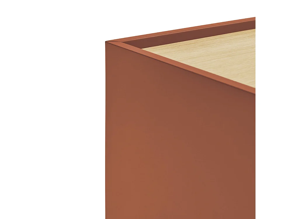 Otto - Meuble TV 2 portes, 2 tiroirs en bois L180cm - Rouge brique