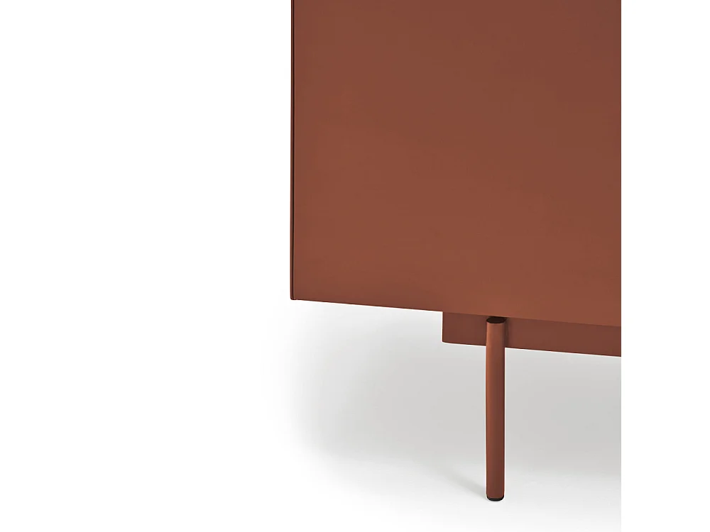 Otto - Meuble TV 2 portes, 2 tiroirs en bois L180cm - Rouge brique