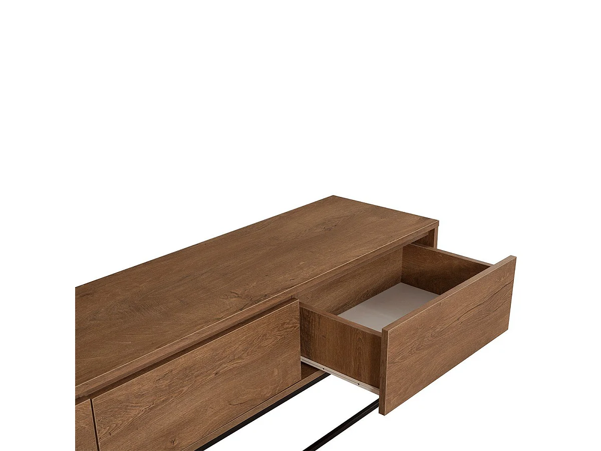 Meuble TV 3 tiroirs décor noyer L180 cm - Milo