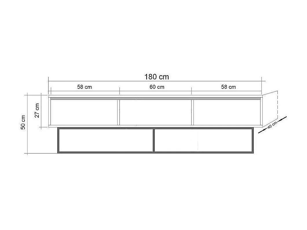 Meuble TV 3 tiroirs décor noyer L180 cm - Milo