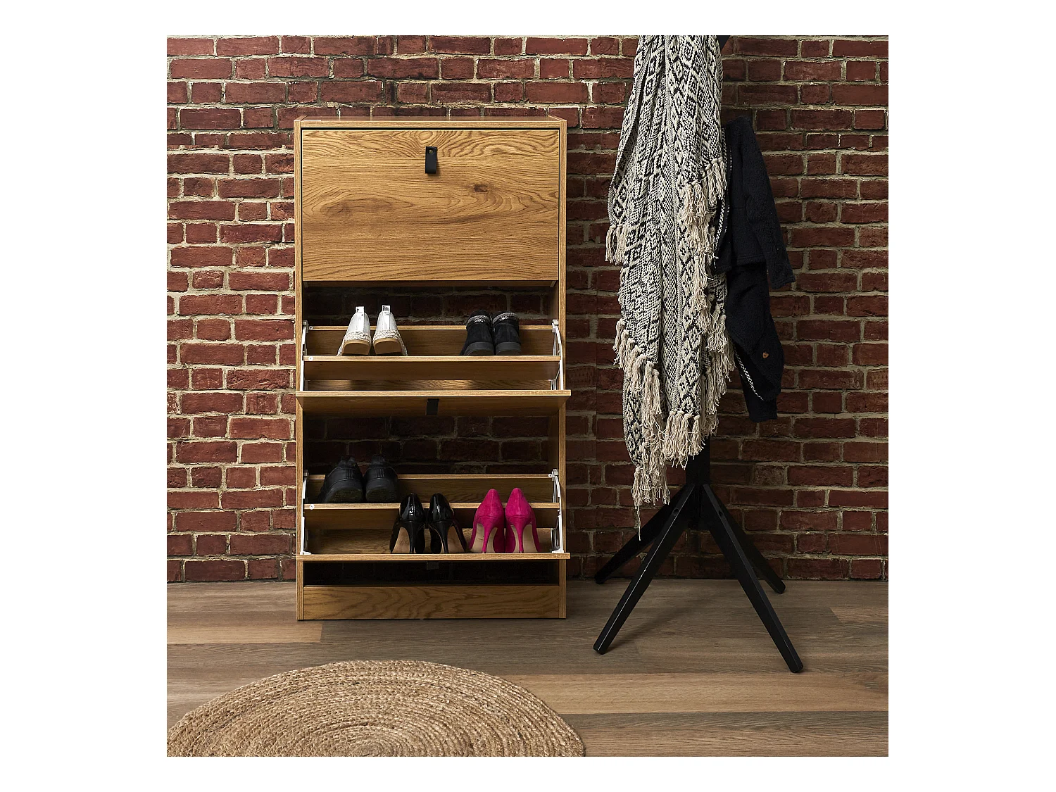 Meuble A Chaussures 3 Portes Abbott Marron