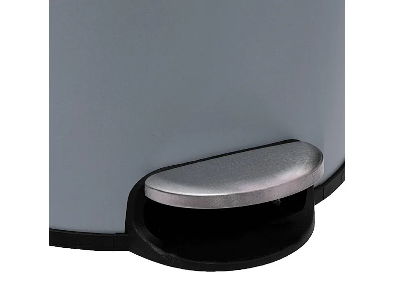 Poubelle 30 Litres en Métal Gris et Couvercle en Bambou