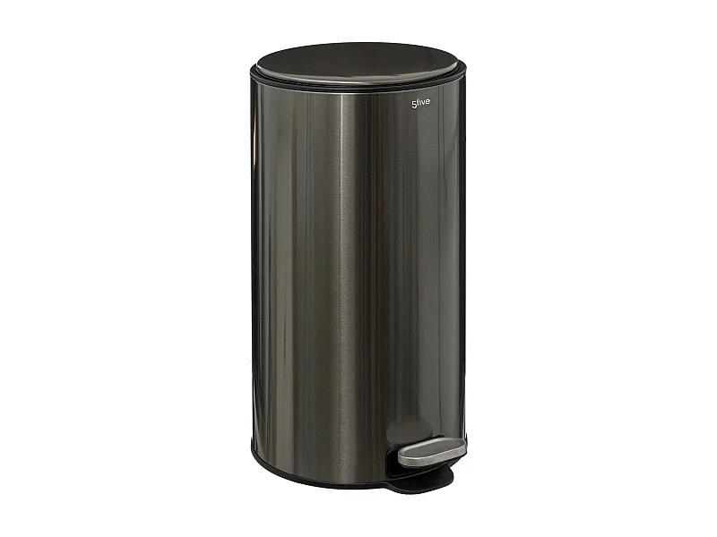 Poubelle ronde 30 Litres en Métal Inox Noir