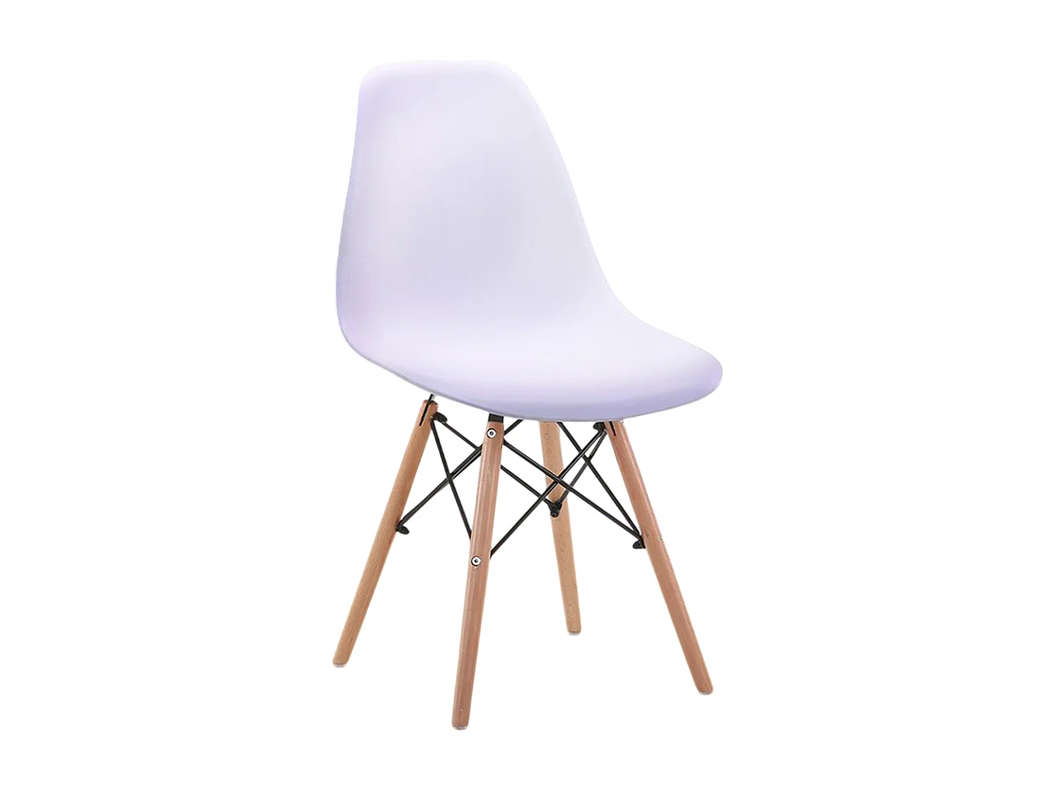 Lot de 4 chaises en résine coloris blanc avec pieds en bois  -  L. 45 x P. 53 x H. 83 cm