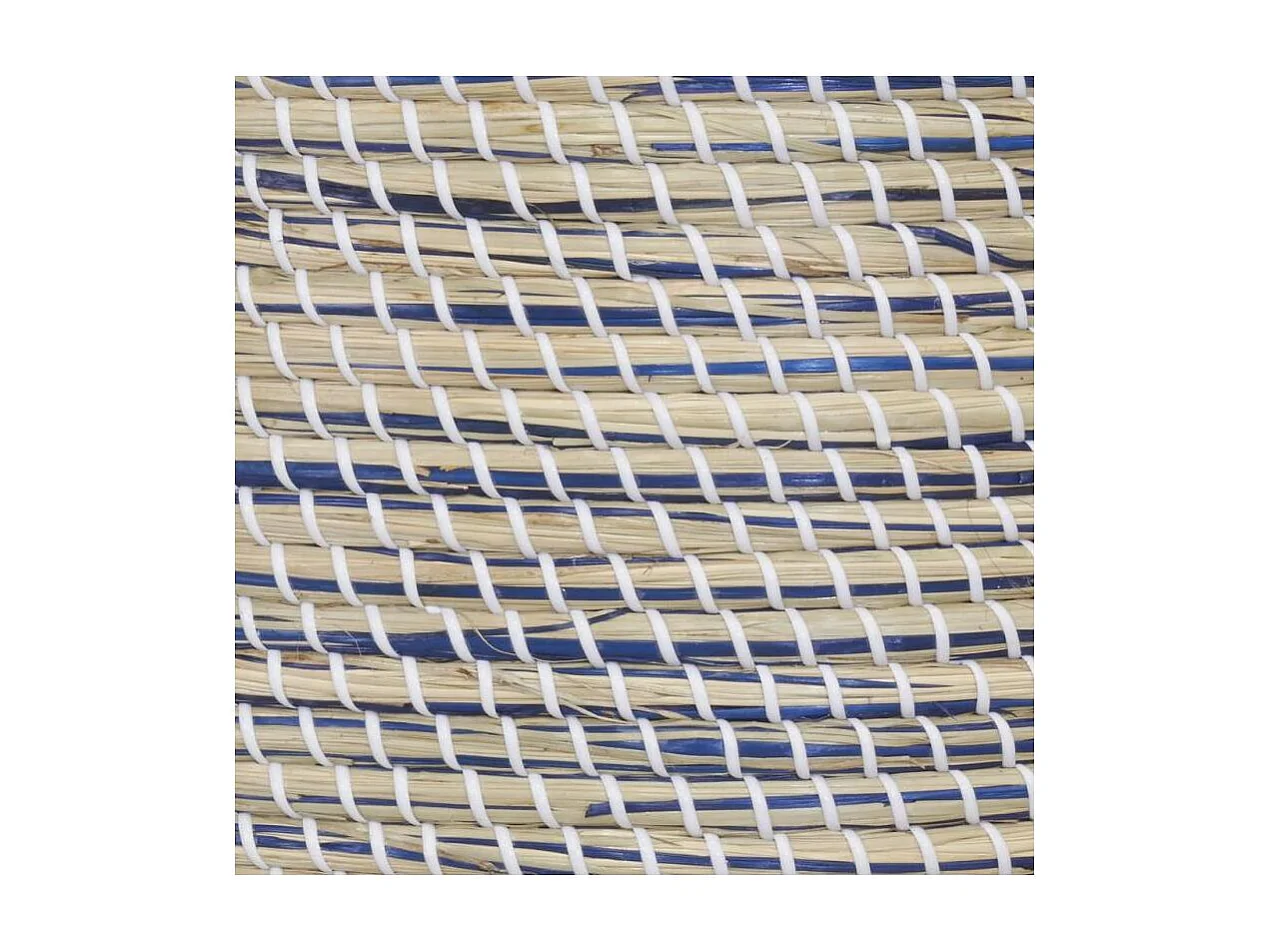 Coffres à linge en jonc naturel et teinté bleu (Série de 3)