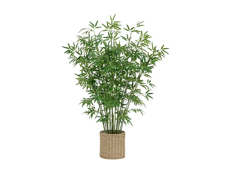 Plante artificielle Bambou dans un Pot en fibres naturelles D 90 x H 150 cm