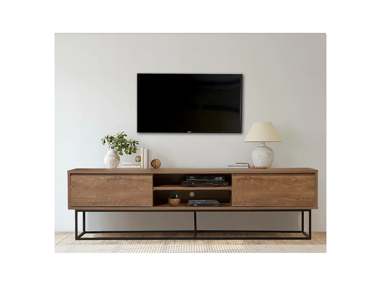 Mobile TV 2 nicchie 2 cassetti decor noce L180 cm - Rodez