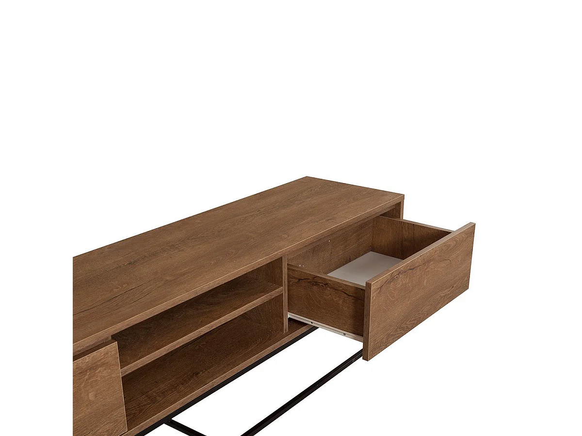 TV-Möbel 2 Nischen 2 Schubladen Nussbaum Dekor L180 cm - Rodez