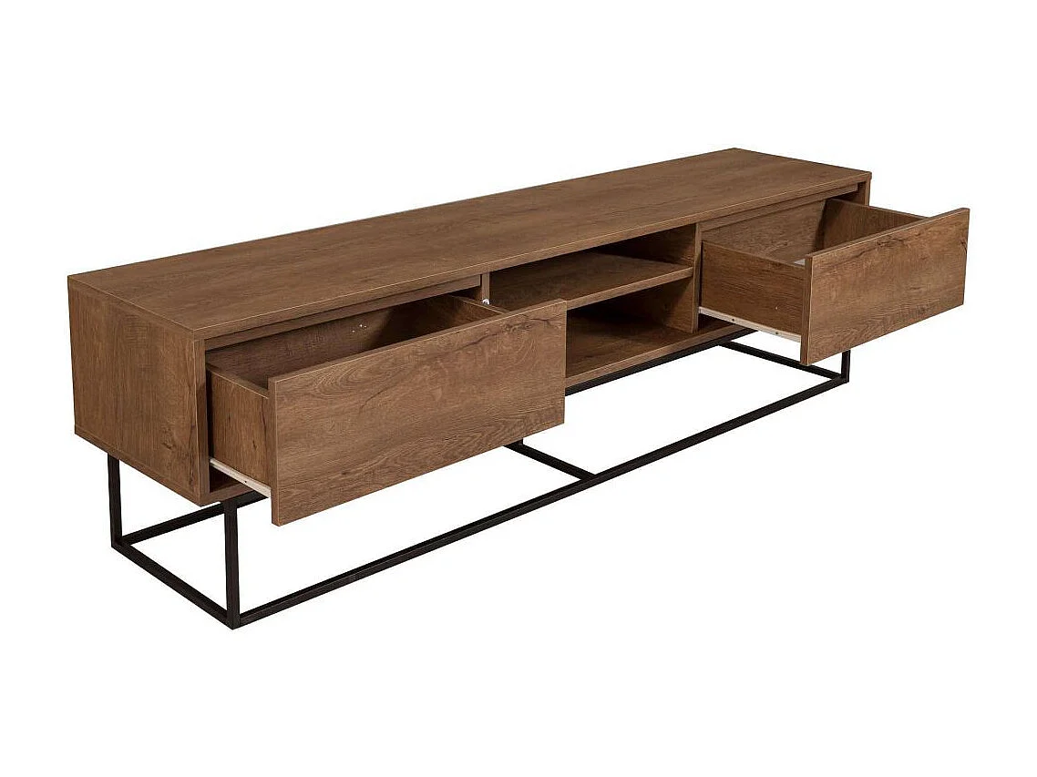 TV-Möbel 2 Nischen 2 Schubladen Nussbaum Dekor L180 cm - Rodez