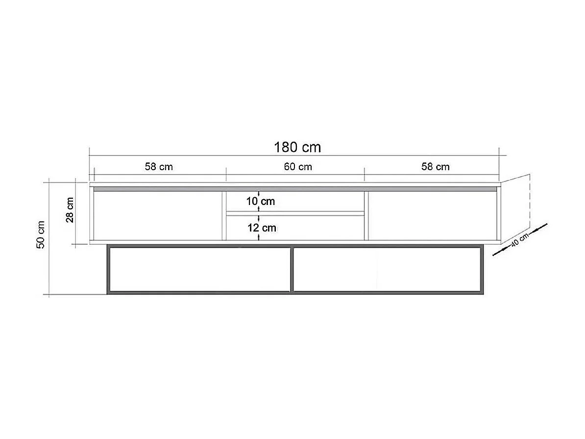TV-Möbel 2 Nischen 2 Schubladen Nussbaum Dekor L180 cm - Rodez
