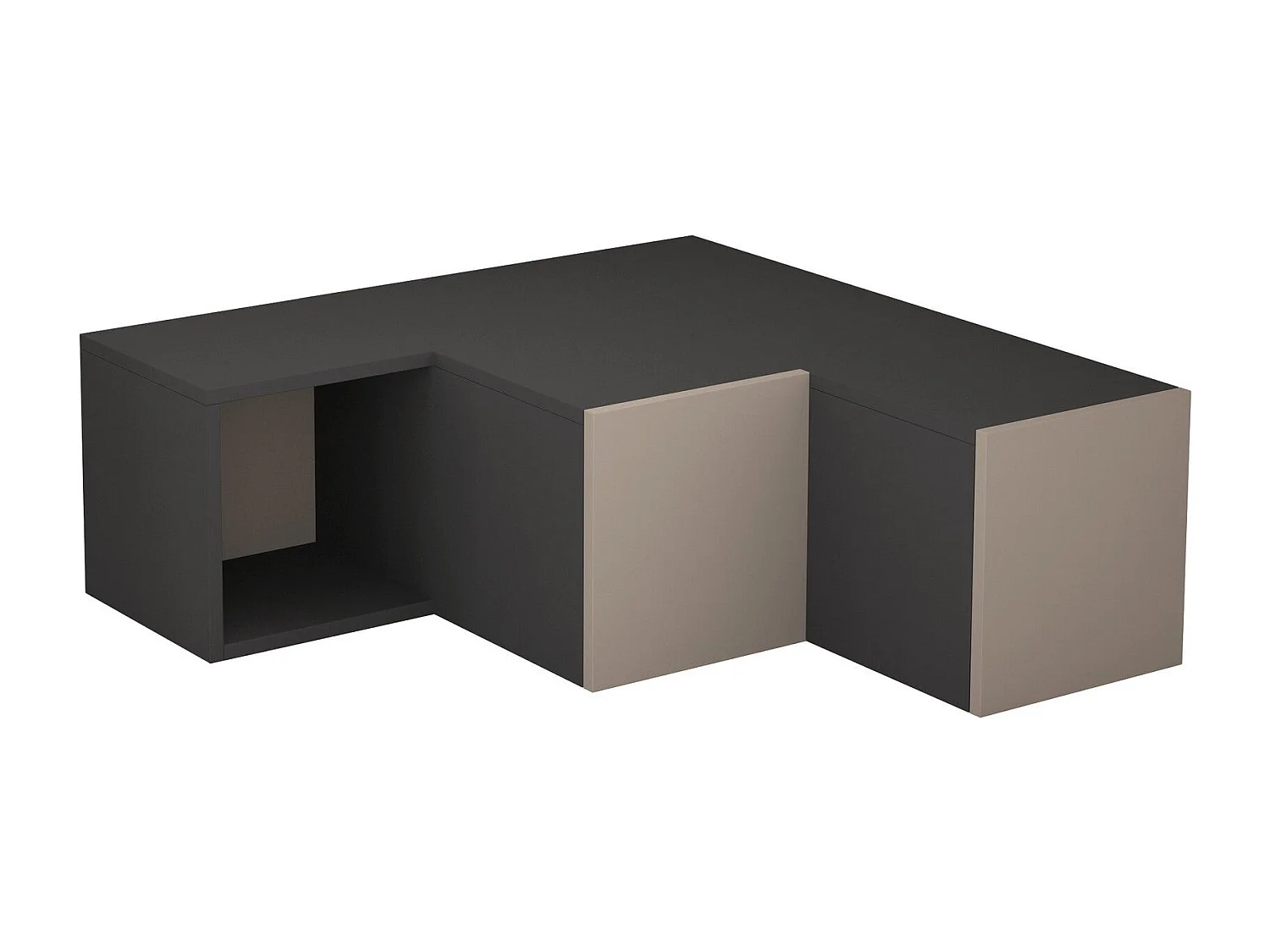 Meuble TV d'angle 2 tiroirs et 1 niche L90 cm - Compact