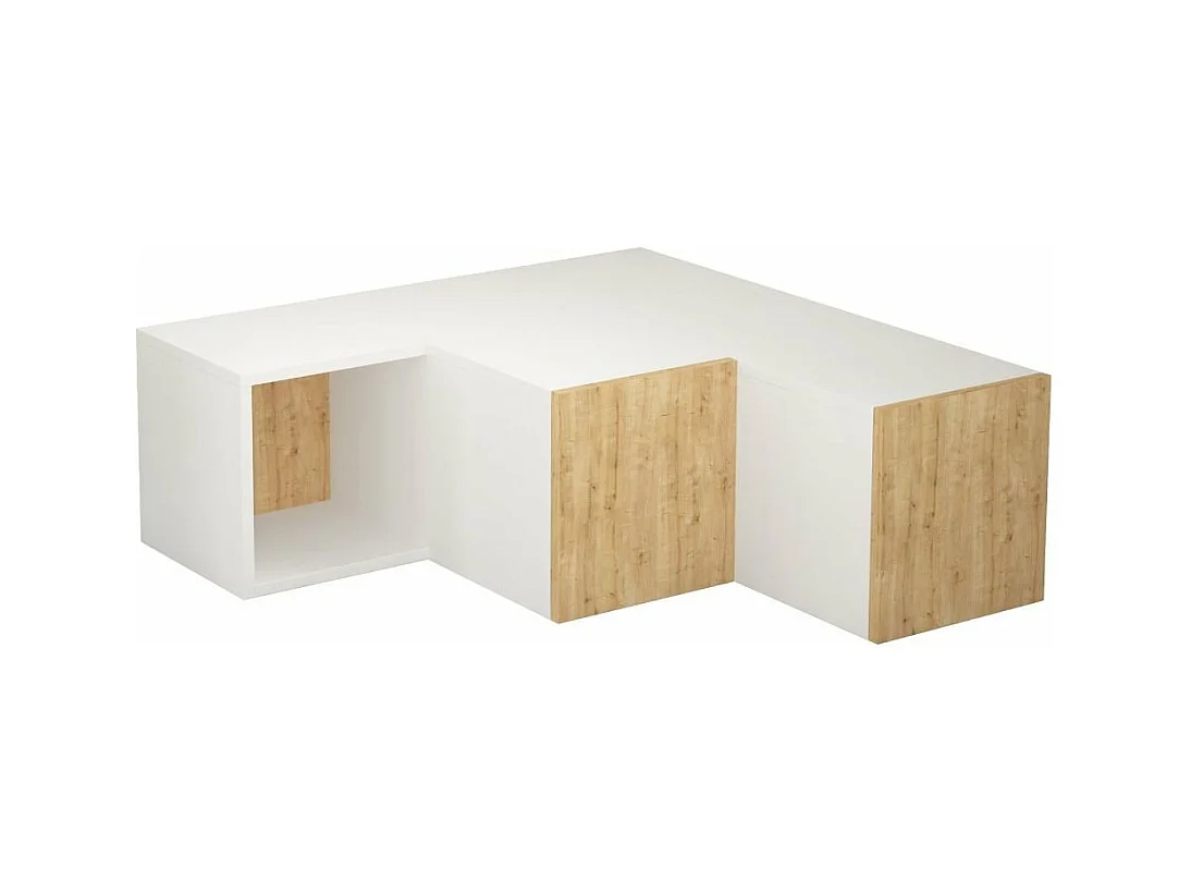 Meuble TV d'angle 2 tiroirs et 1 niche L90 cm - Compact
