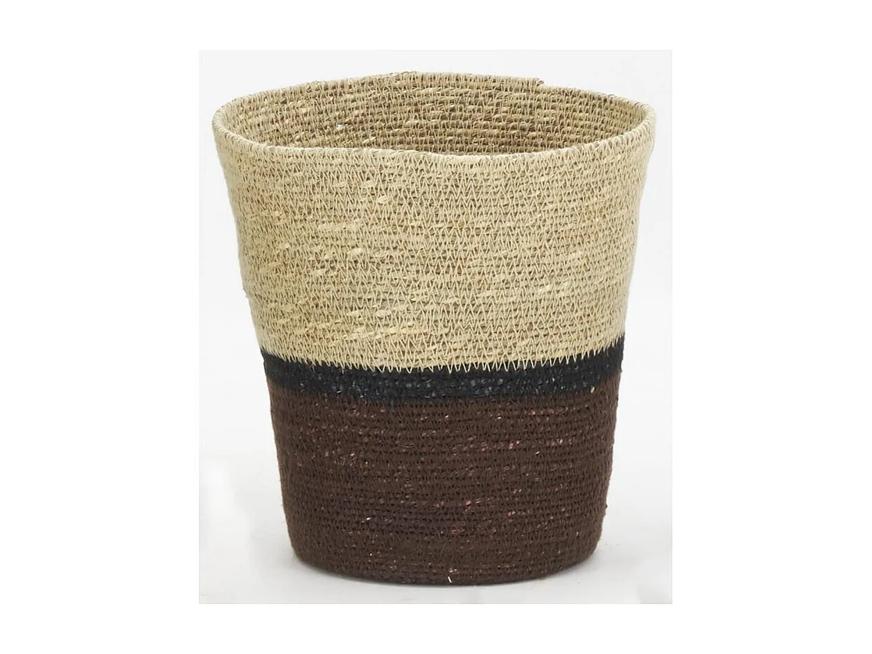 Cache-pots en jonc naturel et teinté marron