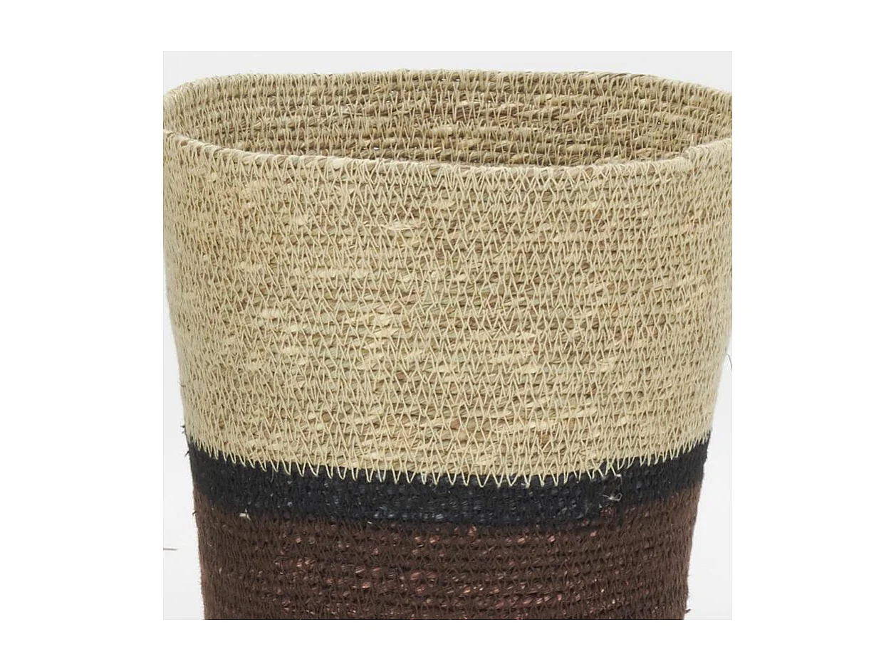 Cache-pots en jonc naturel et teinté marron