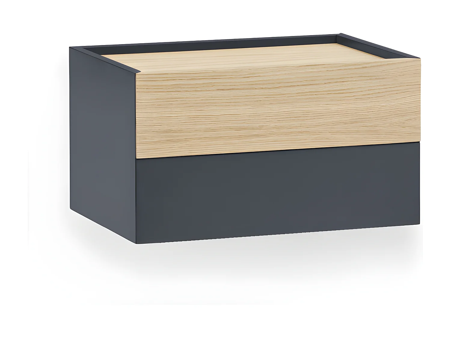 Otto - Table de chevet murale 2 tiroirs en bois - Gris anthracite