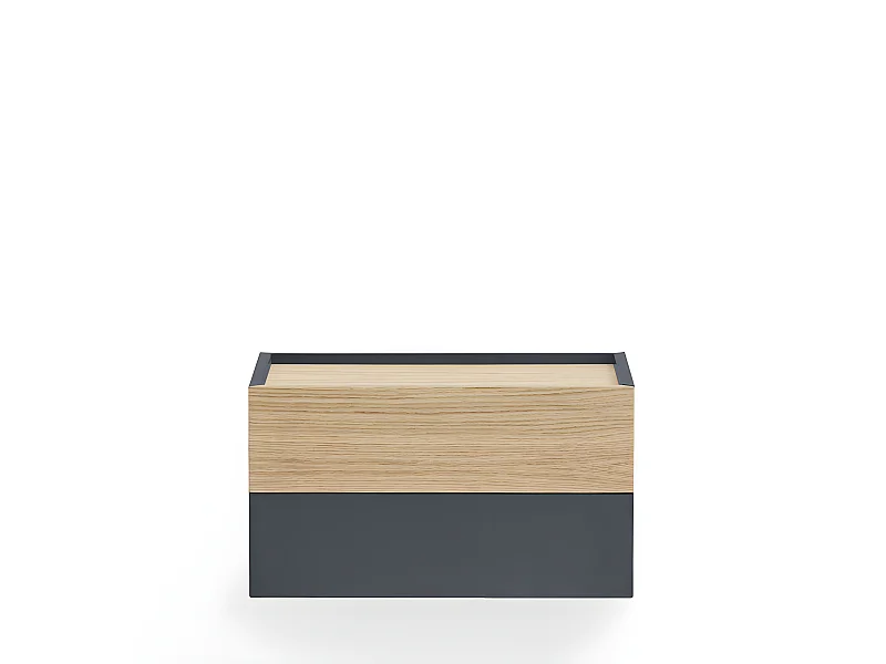 Otto - Table de chevet murale 2 tiroirs en bois - Gris anthracite