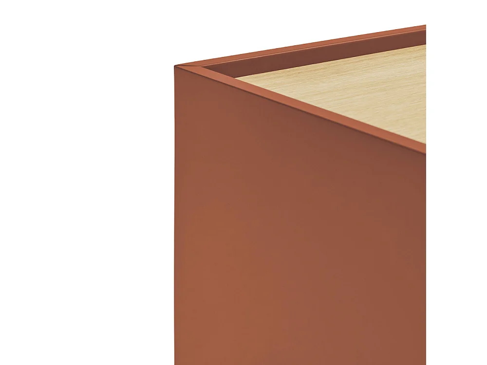 Otto - Table de chevet 2 tiroirs en bois - Rouge brique