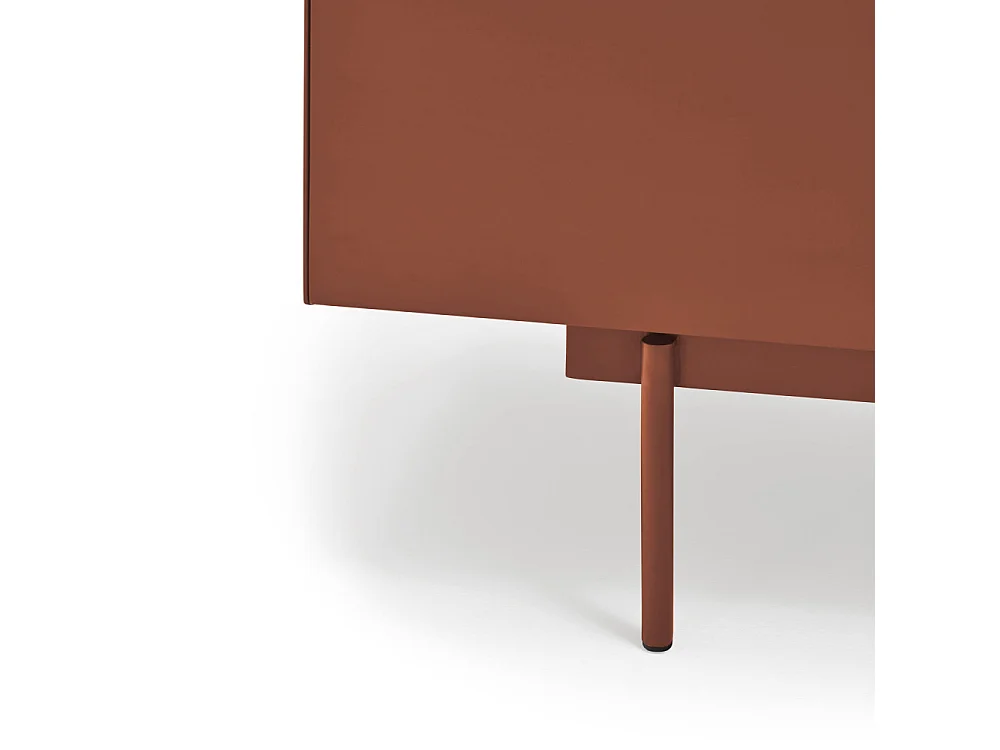 Otto - Table de chevet 2 tiroirs en bois - Rouge brique