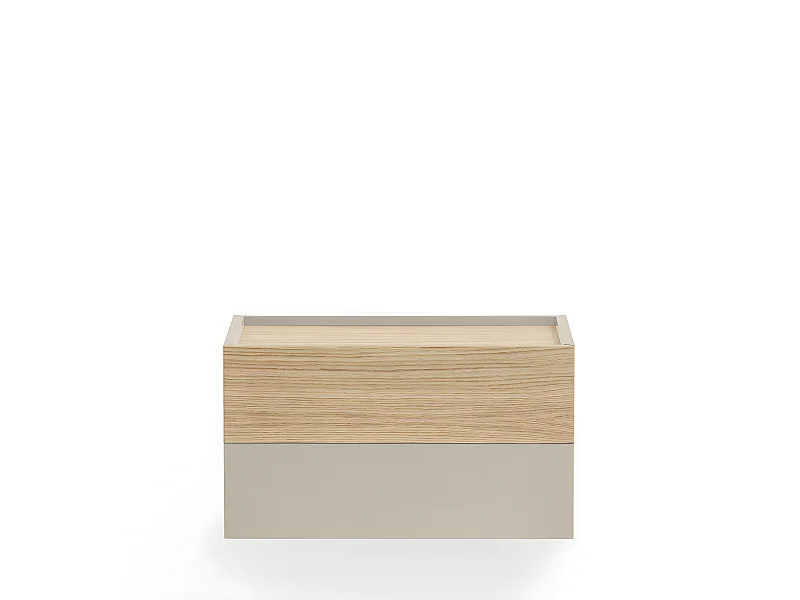 Otto - Table de chevet murale 2 tiroirs en bois - Beige